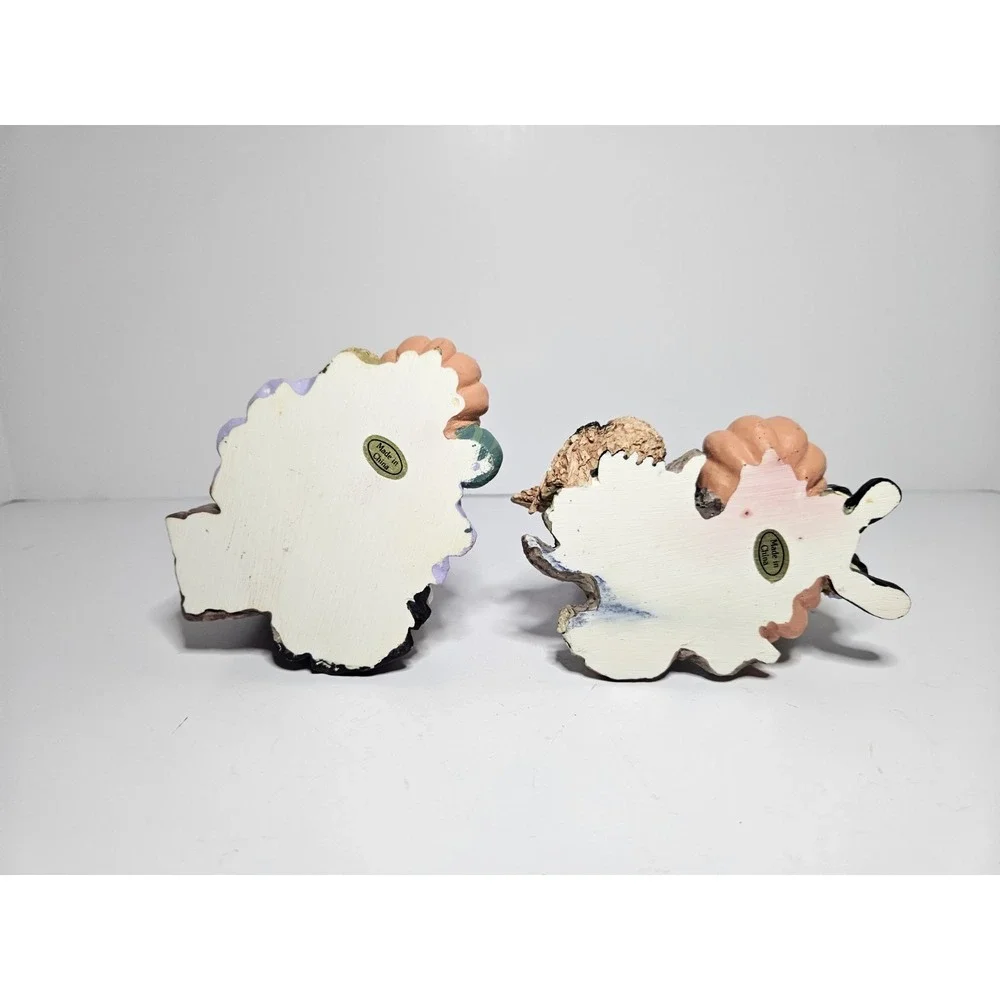 ABC Distributors Pilgrim Couple Thanksgiving Candle Holders Hand Painted Set Vtg